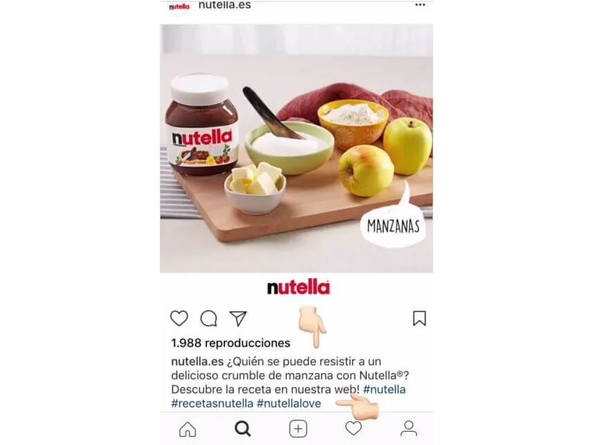 nutella texto instagram