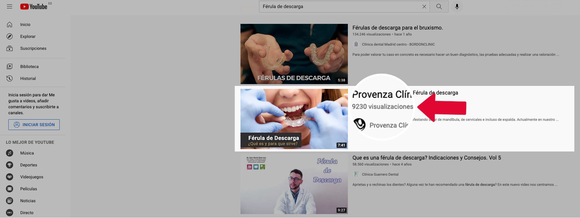 Ferula de descarga