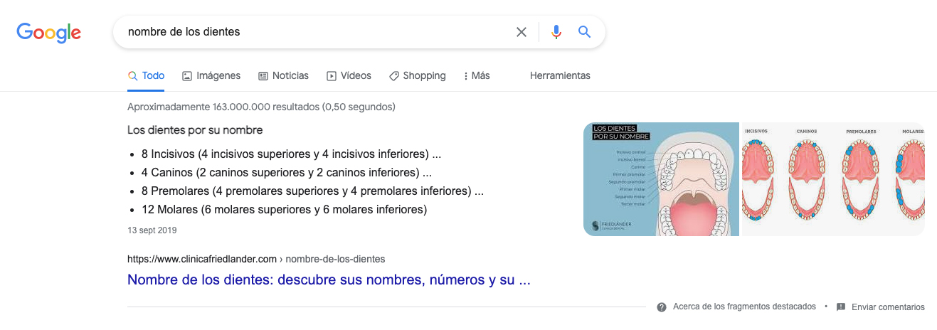 nombre de los dientes